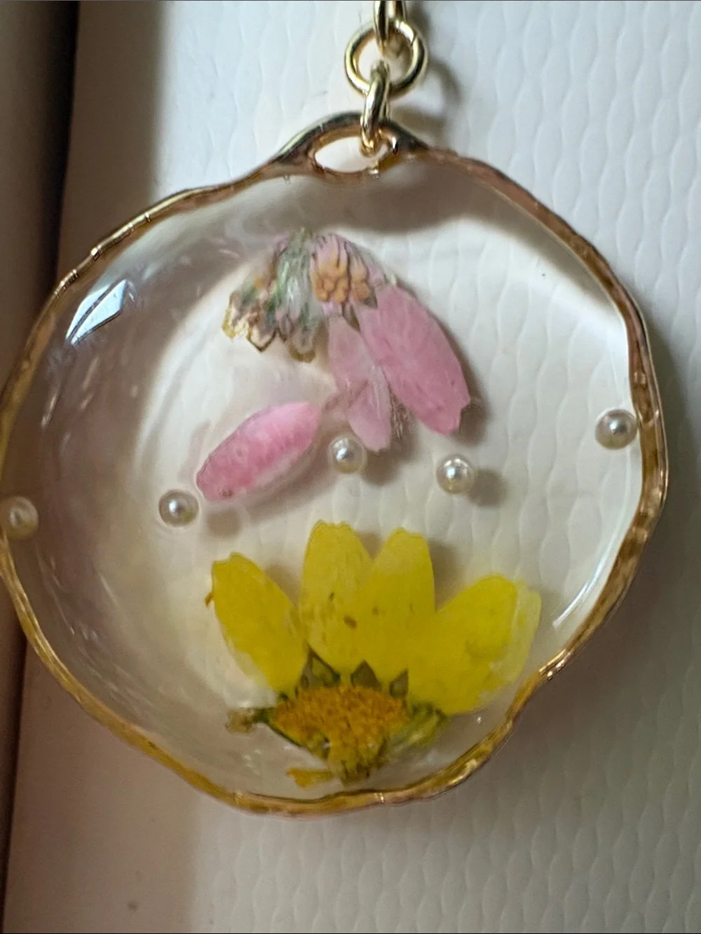 Camila Coelho Pink and Yellow Floral Resin Drop Earrings with Gold Trim